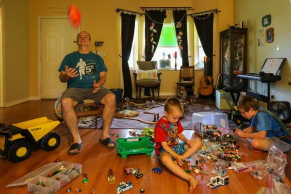 Messy Family room with kids