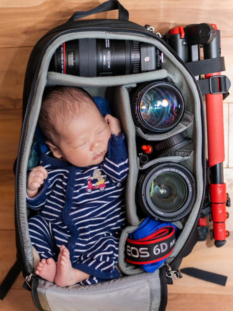 Baby in Kameratasche