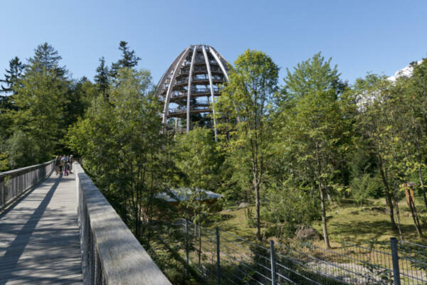 Pfad und Turm in Frühling