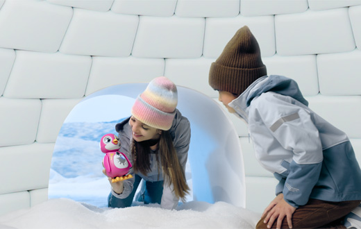 Kids with iglu and Rescue Penguin