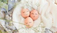 Painted eggs with faces
