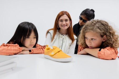 BonnieWright_with_Kids_and_Vivobarefoot_shoe